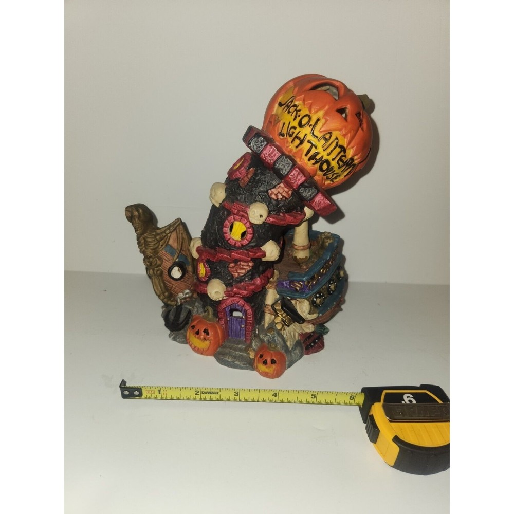 Vintage Halloween Jack O Lantern Light House Lighted Ceramic Decoration